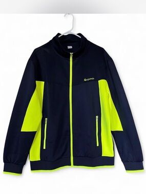Men’s  Neon Yellow & Navy Sport Track/Biking/Jogging Jacket